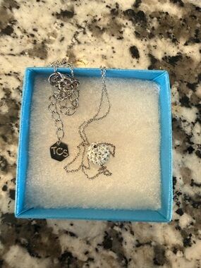 Swarovski Silver Pave Crystal Orb Pendant Necklace